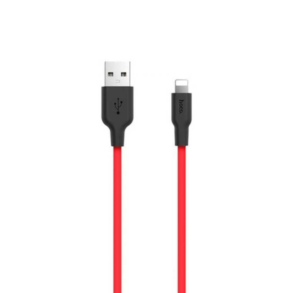 Кабель HOCO X21 Plus USB - Lightning cable, 1м, 2.4A, чёрно-красный